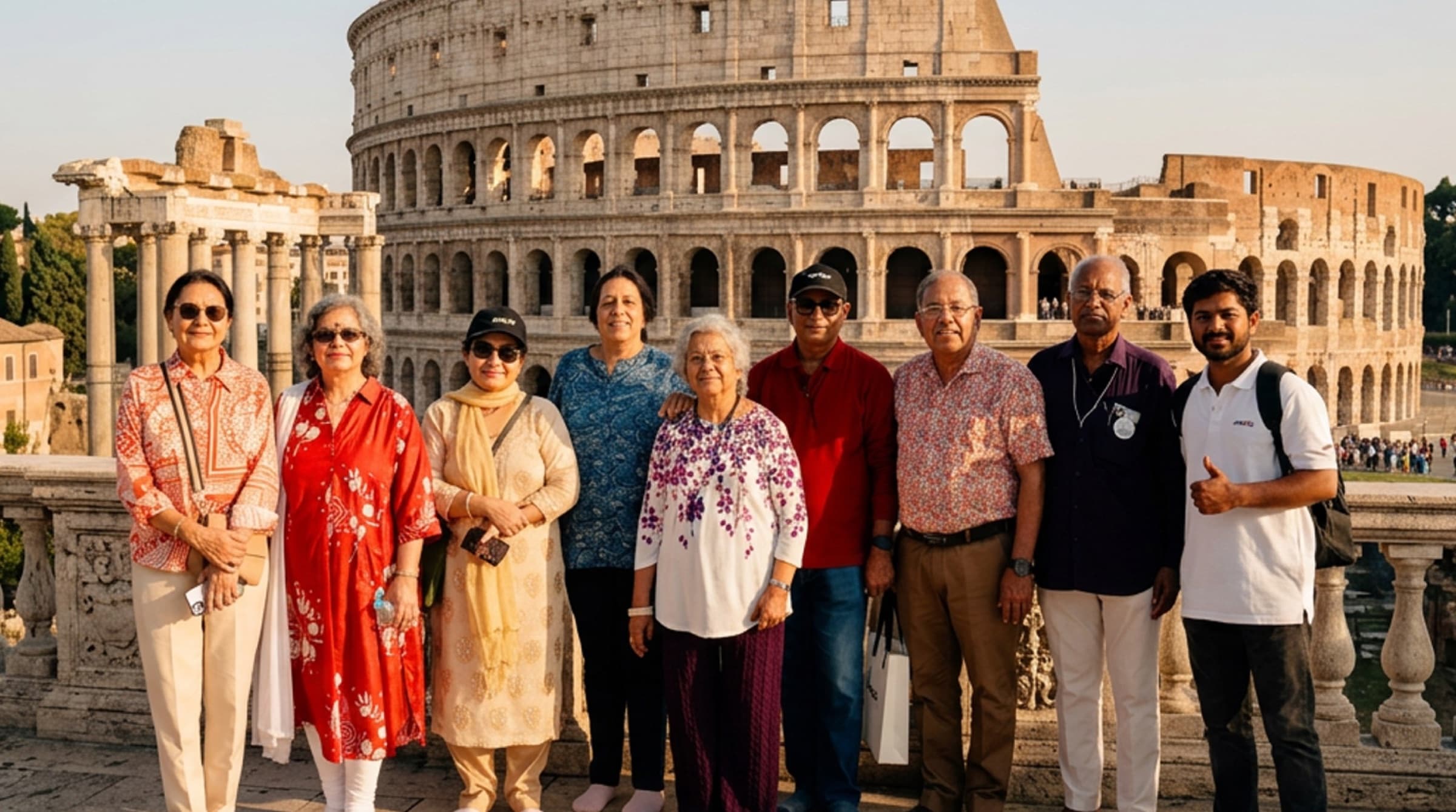 A Marzi travel group at the Colosseum in Rome